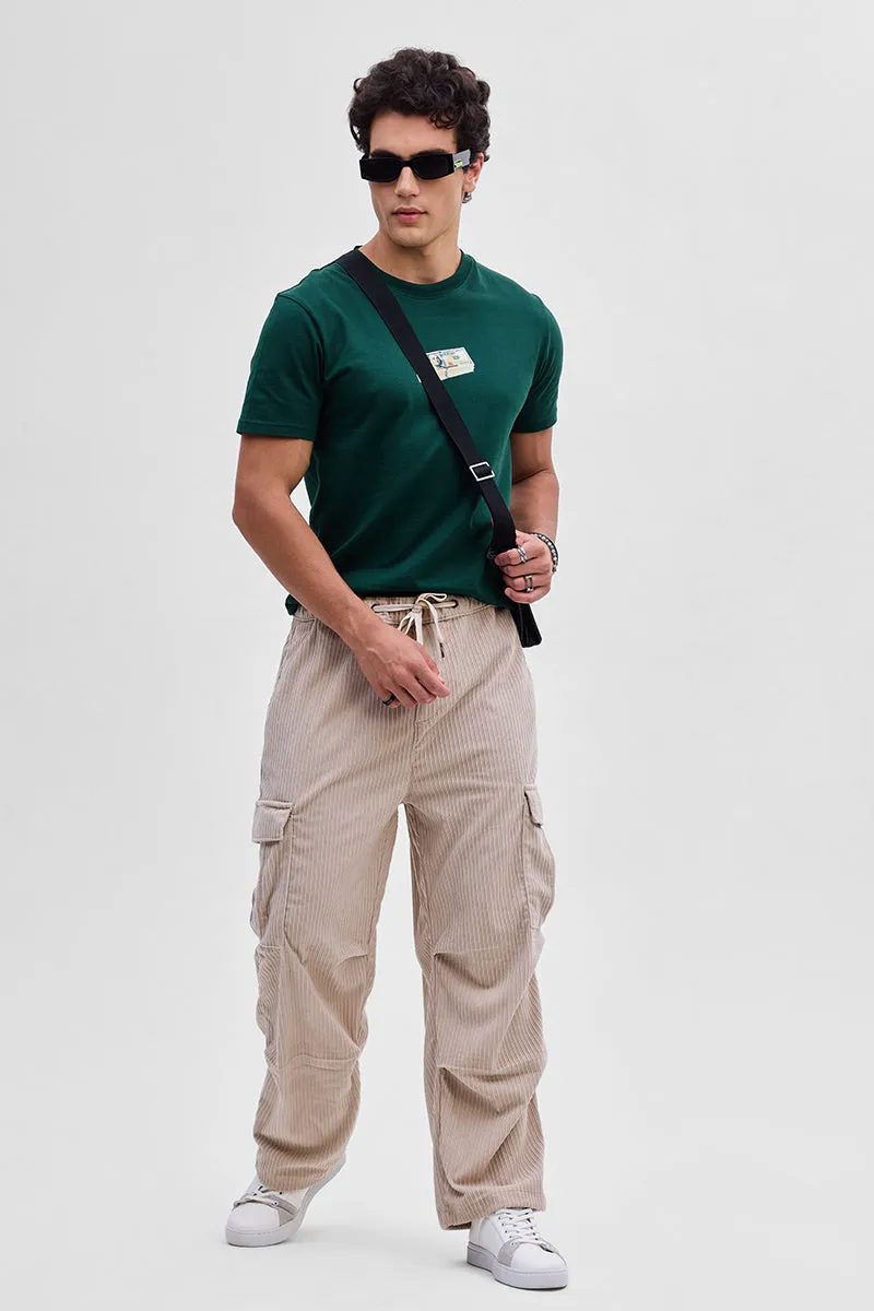 Beige Corduroy Baggy Fit Cargo