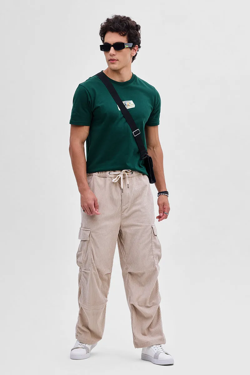 Beige Corduroy Baggy Fit Cargo