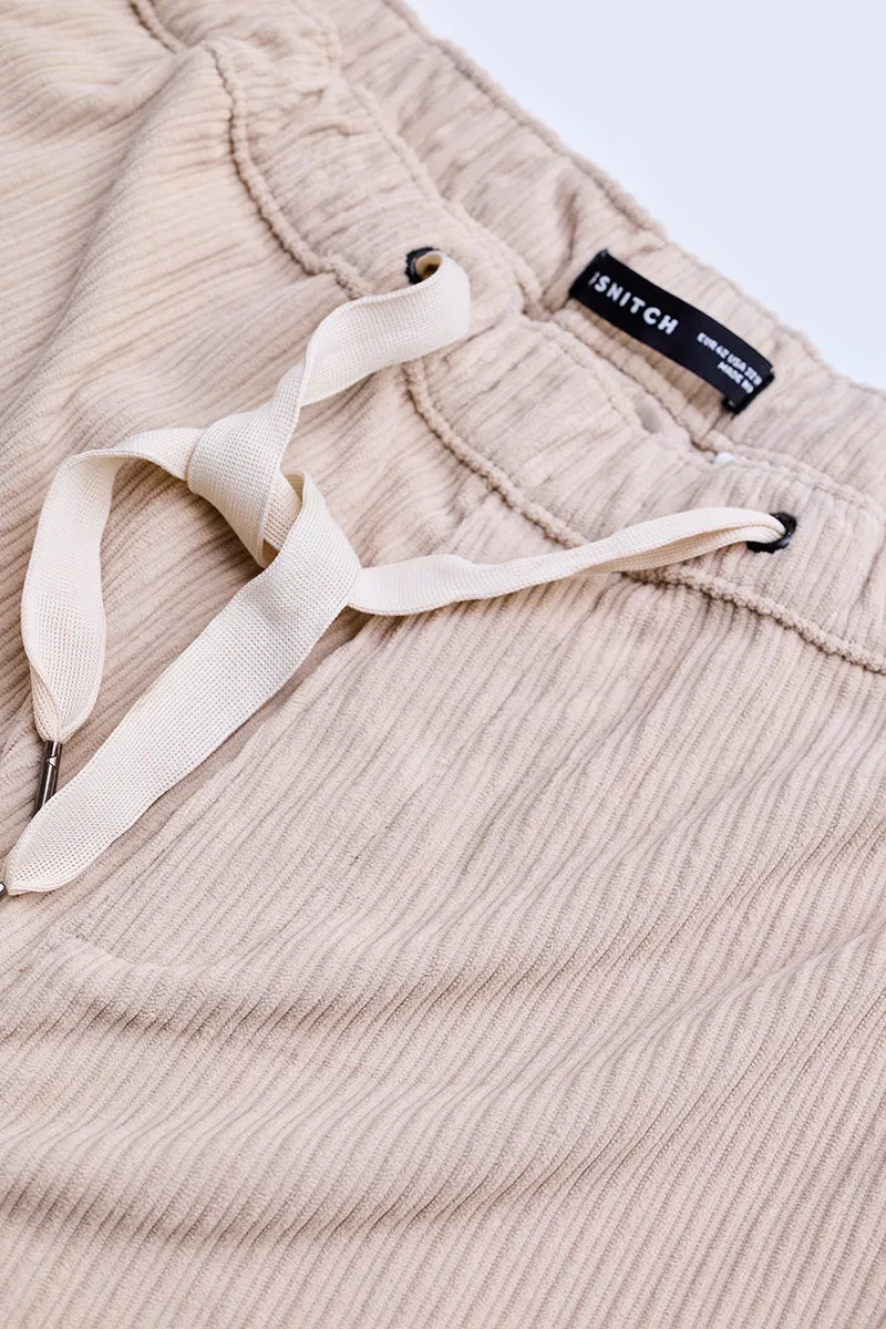 Beige Corduroy Baggy Fit Cargo