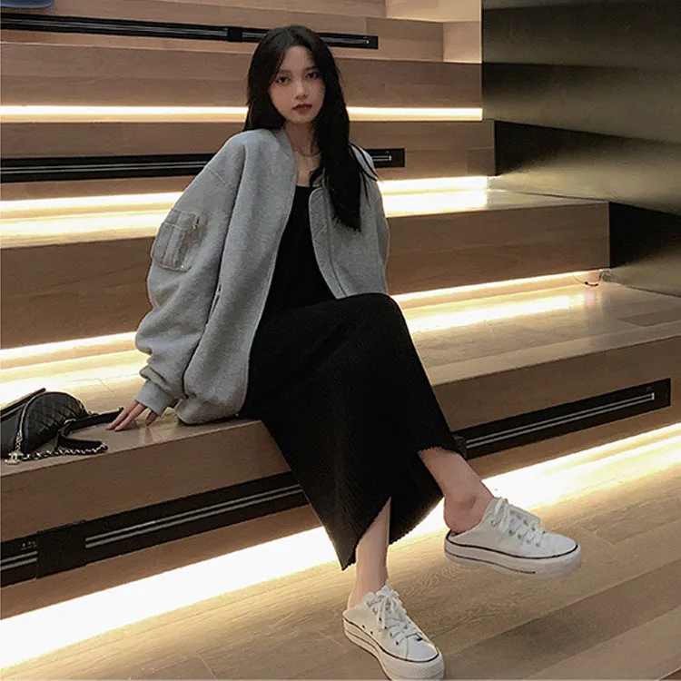 binfenxie-shop outfit inspo fall Knitted Sling Dress Spring/Summer New Slimming Elegant Bottoming Skirt with Overcoat Inner Dress Vest Skirt