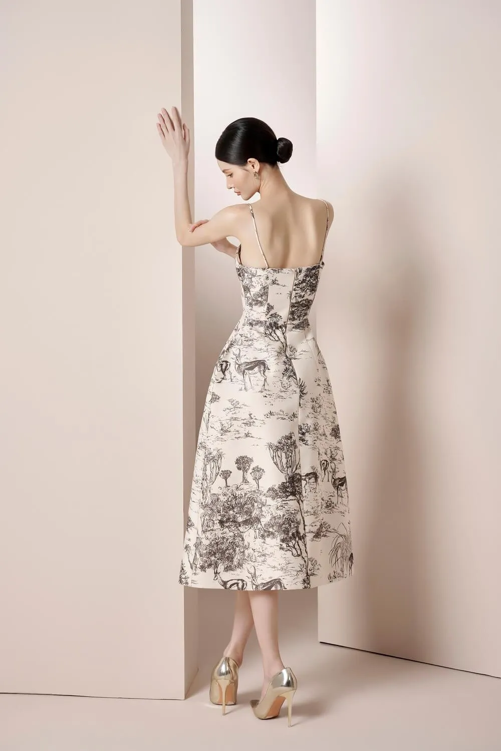 Irene A-line Camisole Taffeta Midi Dress