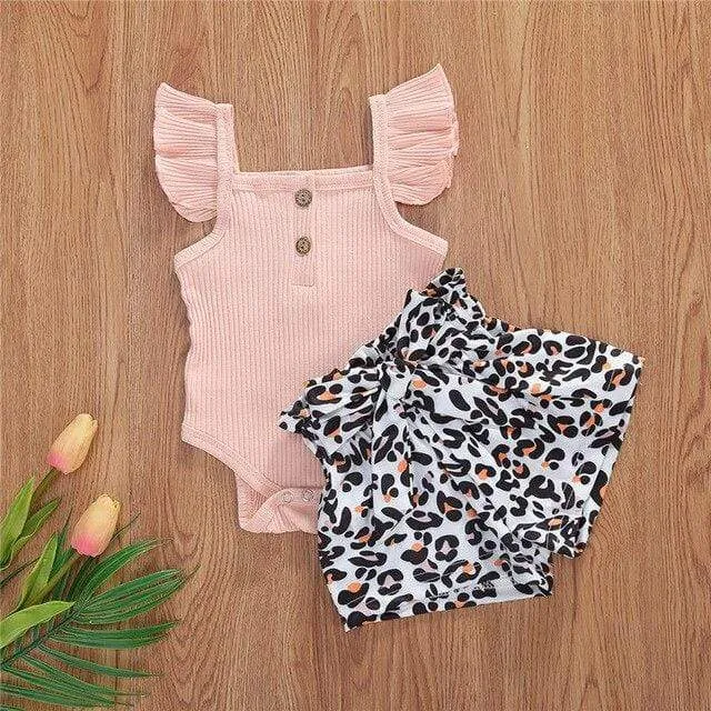 Leopard Bottoms Button Romper Seta