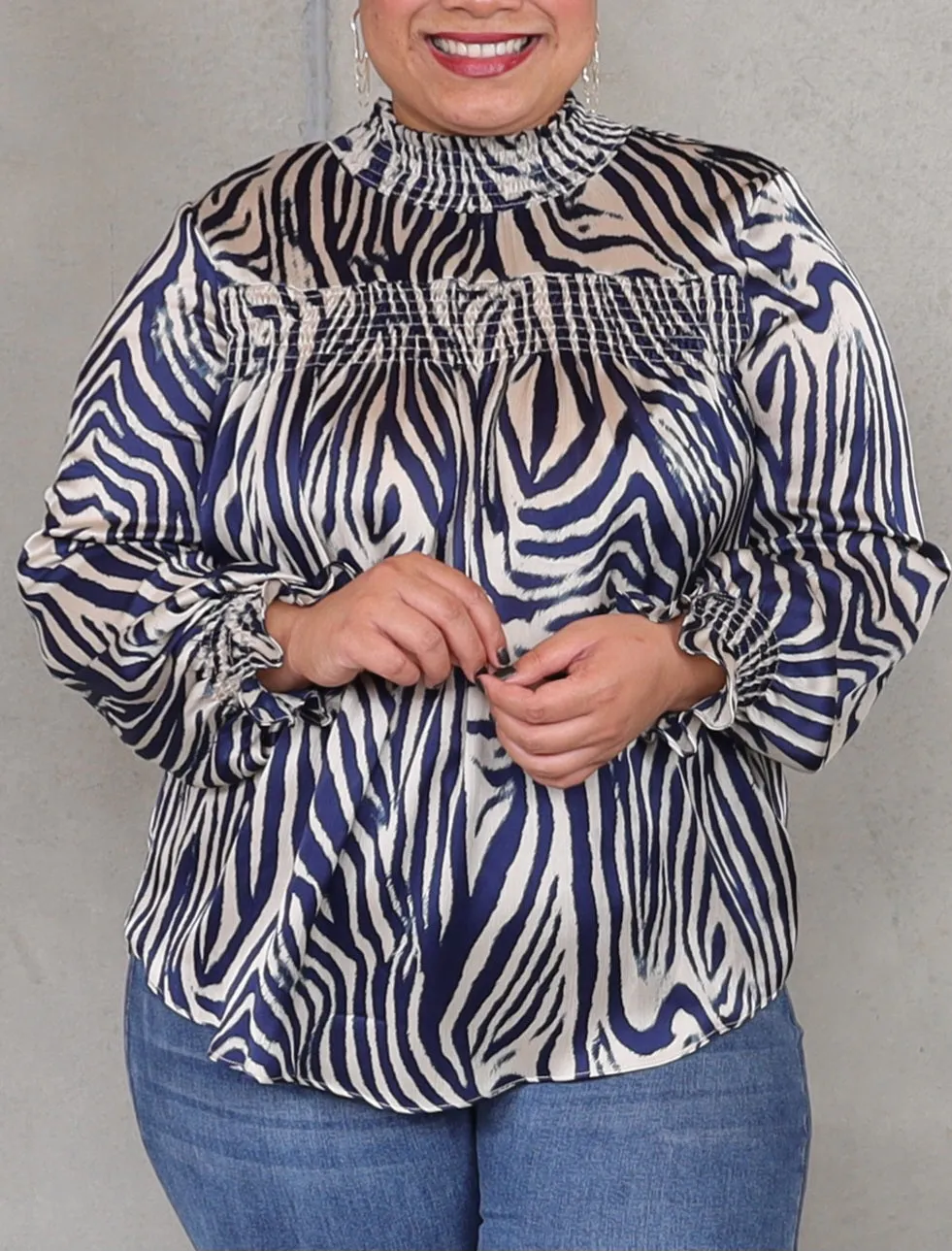 Mandinka Blouse - Navy Zebra