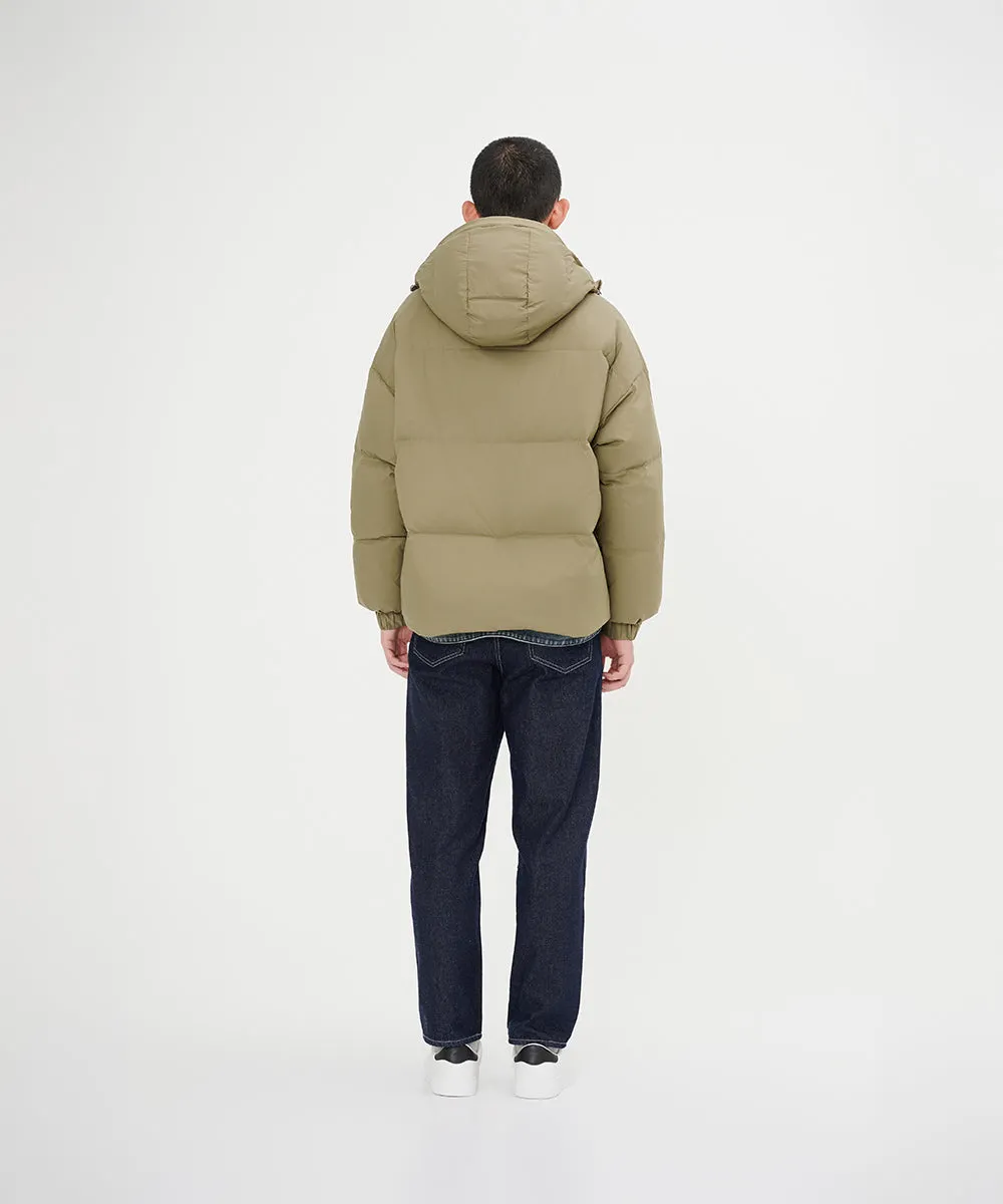 Men's Stylish, Layered Look With Denim Panel Down Jacket