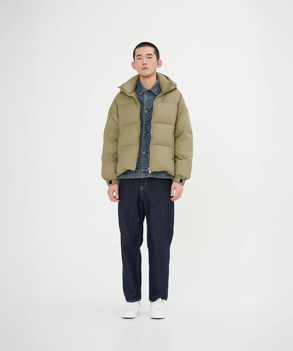 Men's Stylish, Layered Look With Denim Panel Down Jacket