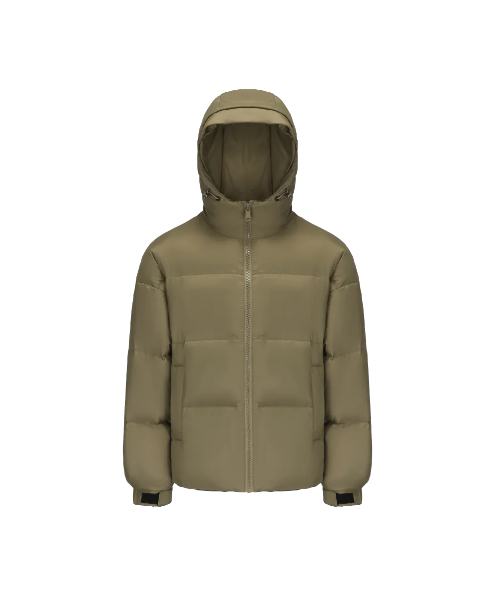 Men's Stylish, Layered Look With Denim Panel Down Jacket