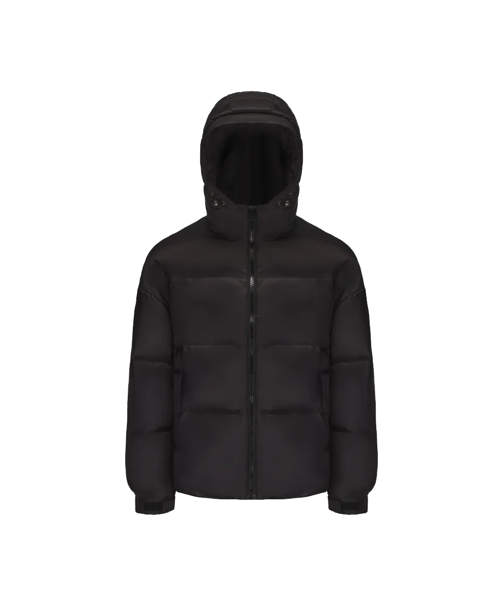 Men's Stylish, Layered Look With Denim Panel Down Jacket