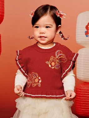 minibala Baby Girl Skin-friendly and non-pilling knitted vest