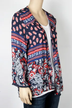 NWOT Exhilaration Navy Print Bed Jacket-Size Medium