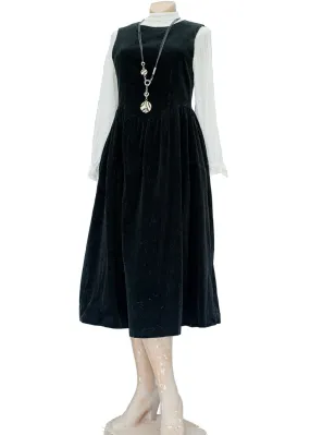 Vintage Black Corduroy Laura Ashley Sleeveless Dress • Size 8 - 10