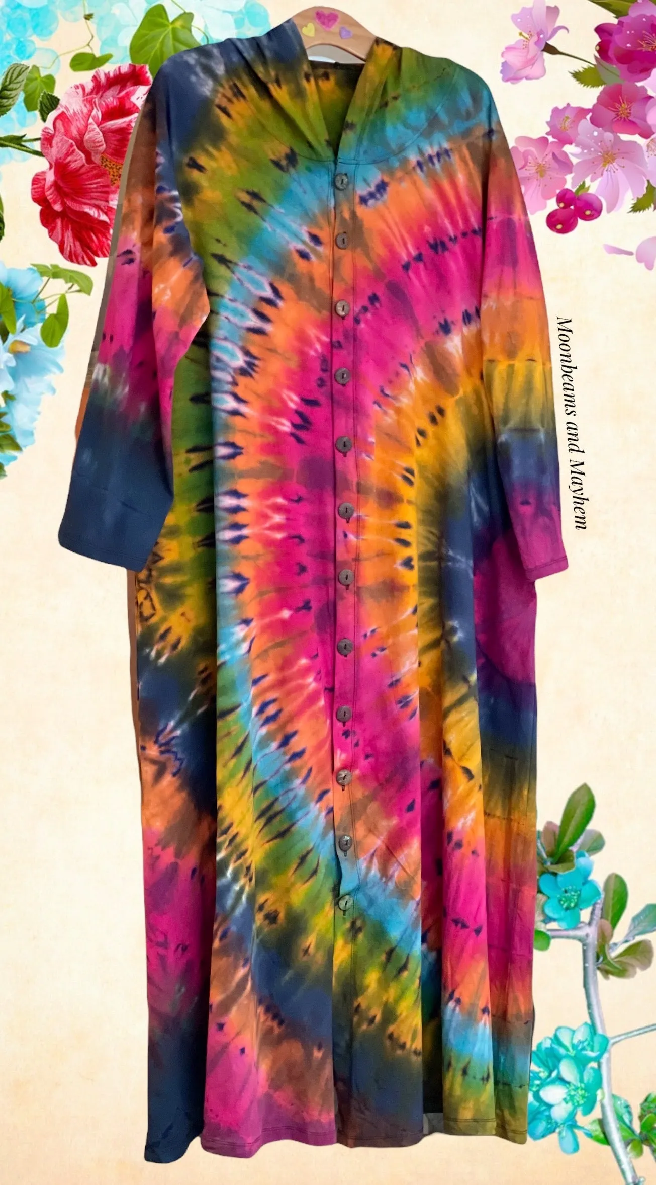 WICKED WILD CHILD TIE DYE OVERCOAT / DRESS M / L / XL